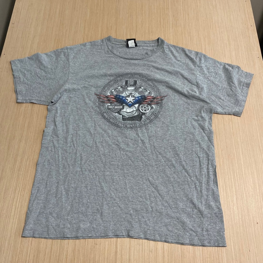 Harley-Davidson Taku Juneau Alaska Revolution Engine Graphic Tee Mens XL Gray